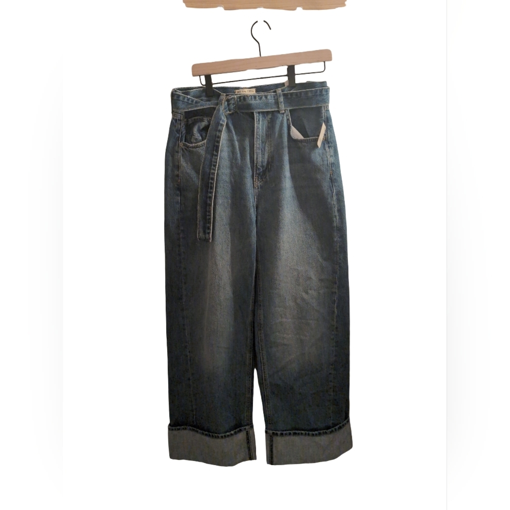 Free People We The Free East Bay Cuffed Straight Jeans | Belted | Size 29 | NWT